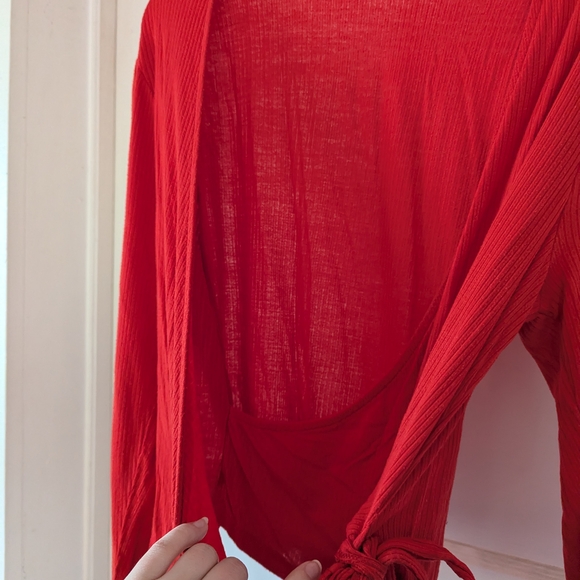 Red Wrap Top - Picture 2 of 3